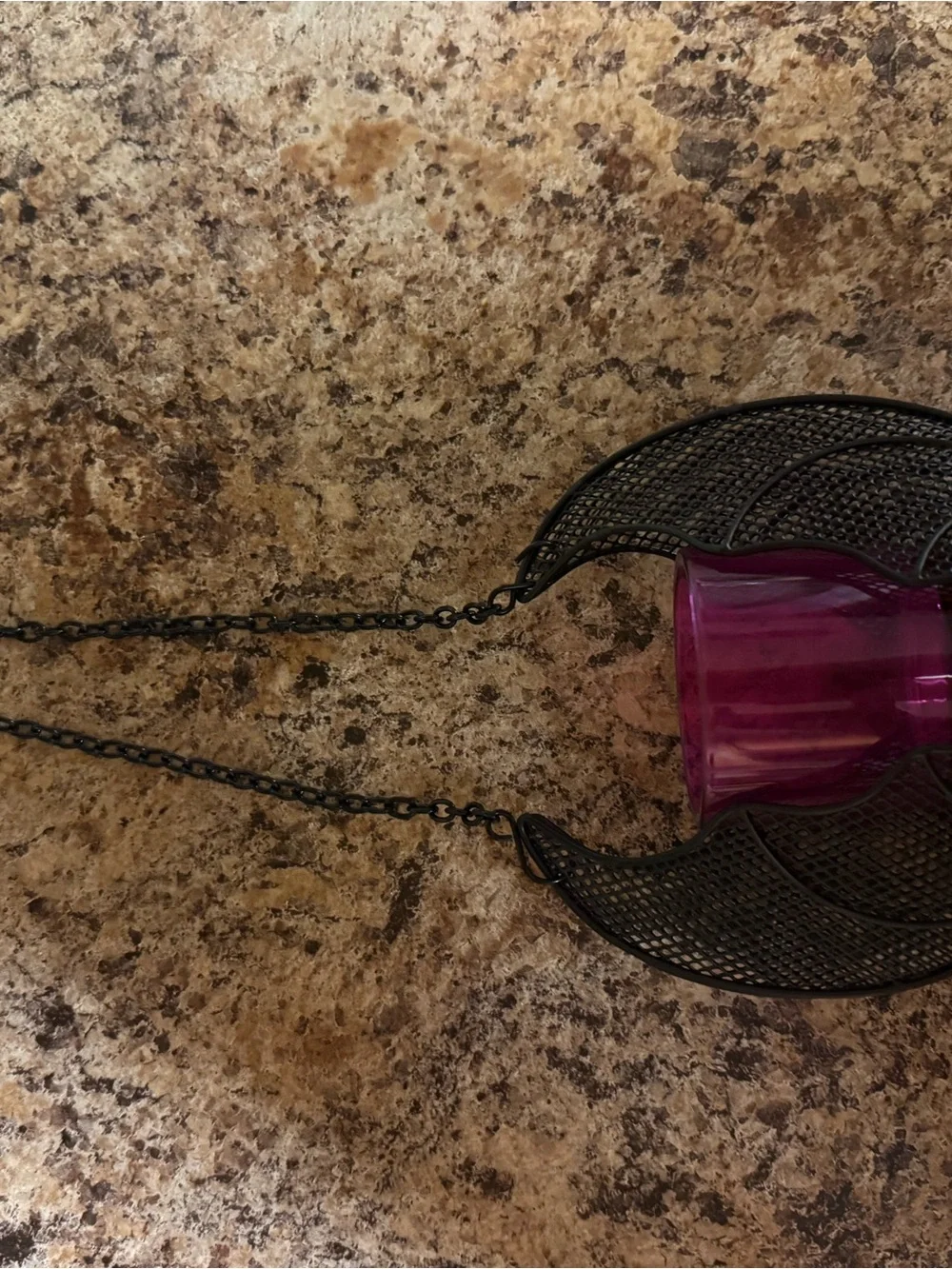 Hanging Bat Purple Glass Votive Holder